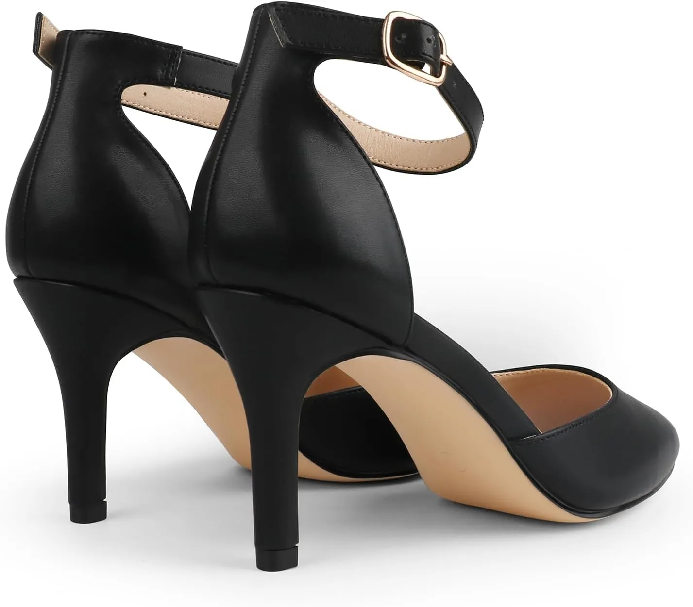 JOY IN LOVE Closed Toe Heels Pumps for Women 3IN Stiletto Pointed Toe Ankle Strap Heels