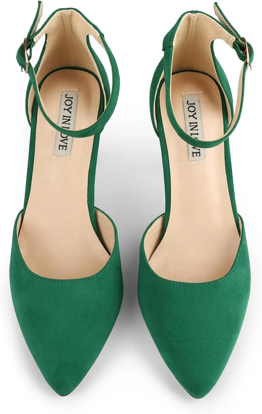 JOY IN LOVE Closed Toe Heels Pumps for Women 3IN Stiletto Pointed Toe Ankle Strap Heels