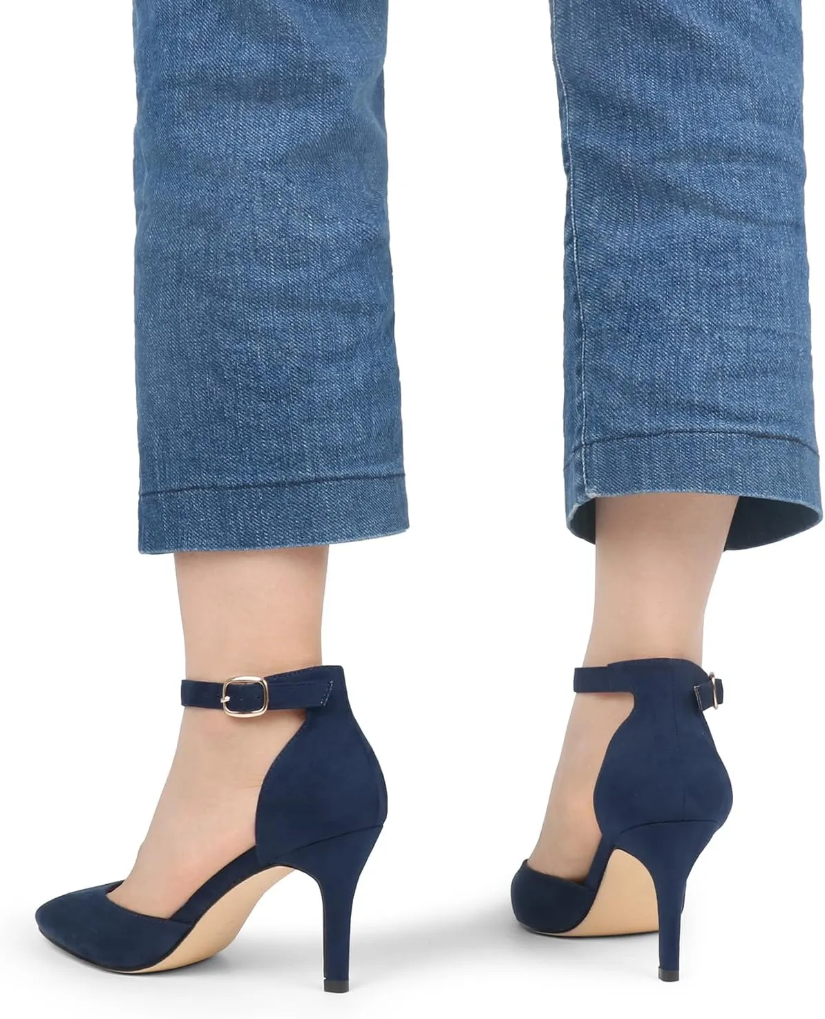 JOY IN LOVE Closed Toe Heels Pumps for Women 3IN Stiletto Pointed Toe Ankle Strap Heels