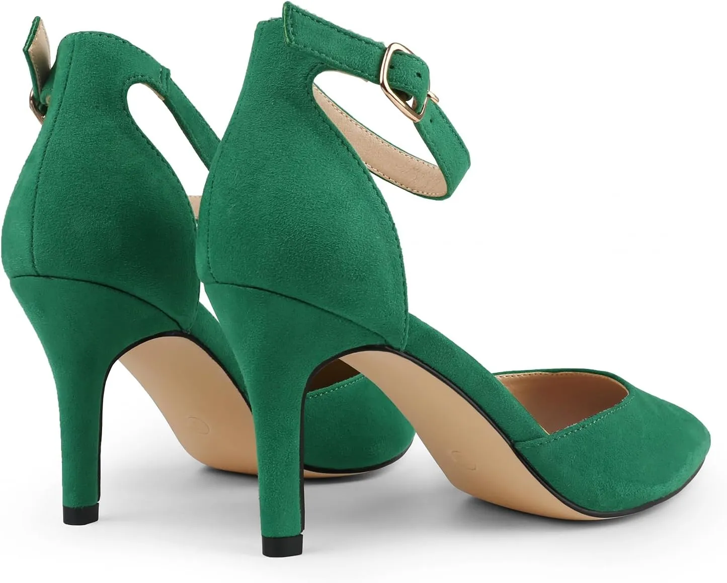 JOY IN LOVE Closed Toe Heels Pumps for Women 3IN Stiletto Pointed Toe Ankle Strap Heels