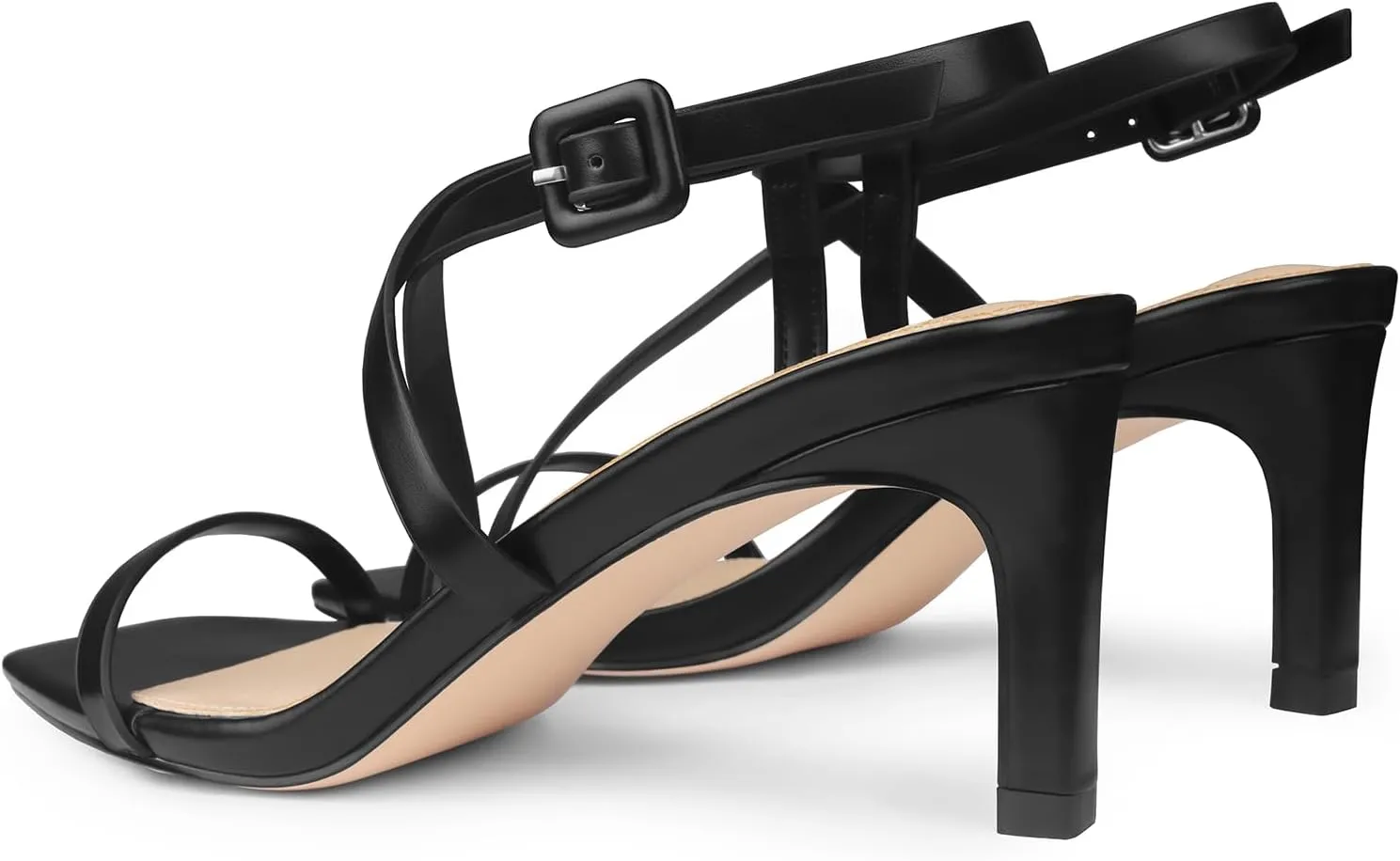 JOY IN LOVE Womens 2.5 Inch Kitten Heels Low Heel Square Open Toe Strappy Sandals