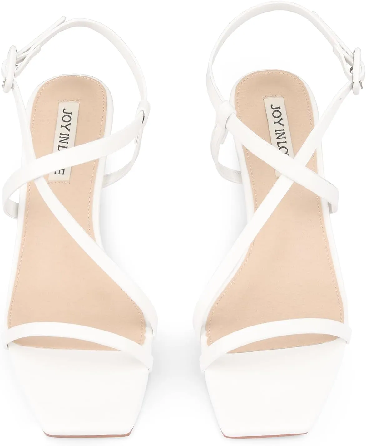 JOY IN LOVE Womens 2.5 Inch Kitten Heels Low Heel Square Open Toe Strappy Sandals