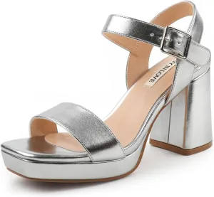JOY IN LOVE Women's Chunky Platform High Heels Ankle Strap Block Heel Sandals