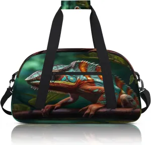 Jungle Lizard Small Gym Bag 18 inch Carry On Duffel Bag for Weekender Travel Sports Workout Yoga Gymnastics Dance Ballet