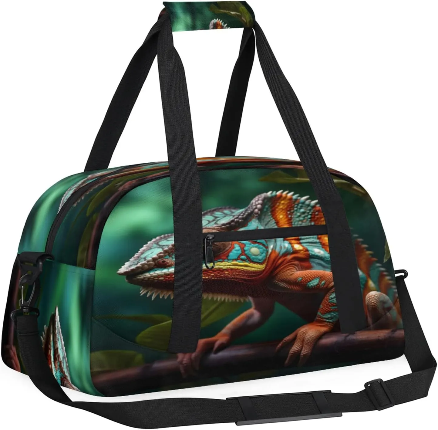 Jungle Lizard Small Gym Bag 18 inch Carry On Duffel Bag for Weekender Travel Sports Workout Yoga Gymnastics Dance Ballet