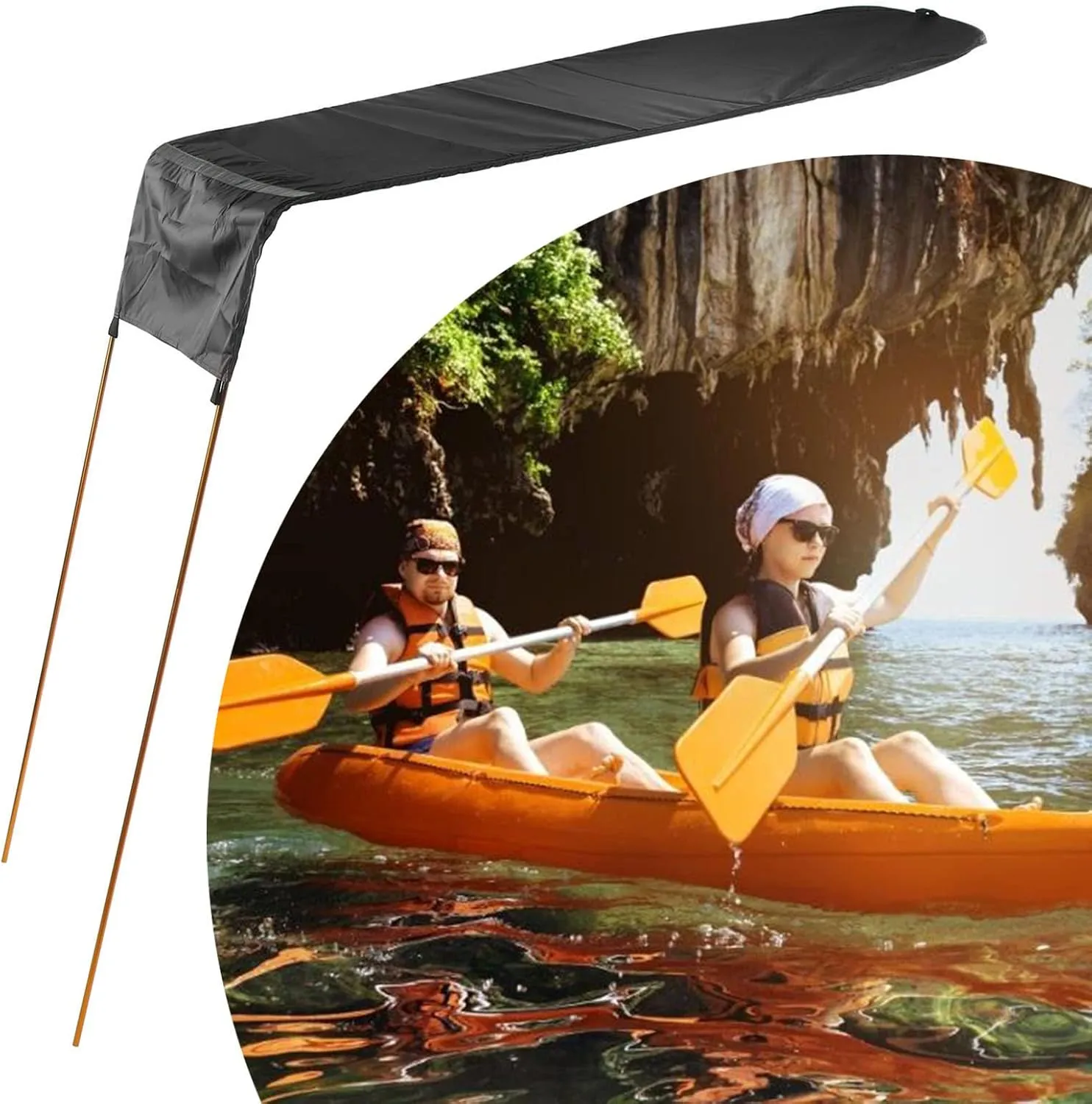 Kayak Sun Shade Canopy Water Proof Sun Shade Portable Foldable Kayak Umbrella Canoe Awning Set Kayak Canoe Sunshade Accessories Canopy for Kayak Outdoor Boat Canoe Fishing