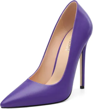 KUOARN Heels for Women Stiletto High Heel Pointed Closed Toe 4.7 Inch Slip on Pumps Sexy Dating Party Evening Dress Shoes