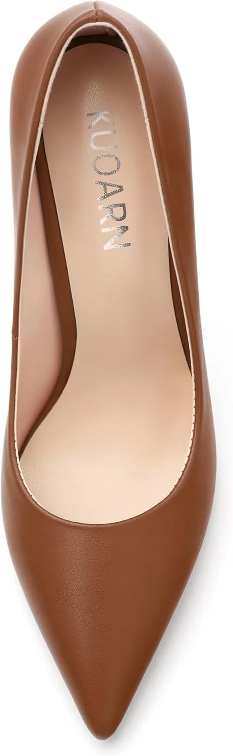 KUOARN Heels for Women Stiletto High Heel Pointed Closed Toe 4.7 Inch Slip on Pumps Sexy Dating Party Evening Dress Shoes