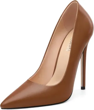 KUOARN Heels for Women Stiletto High Heel Pointed Closed Toe 4.7 Inch Slip on Pumps Sexy Dating Party Evening Dress Shoes