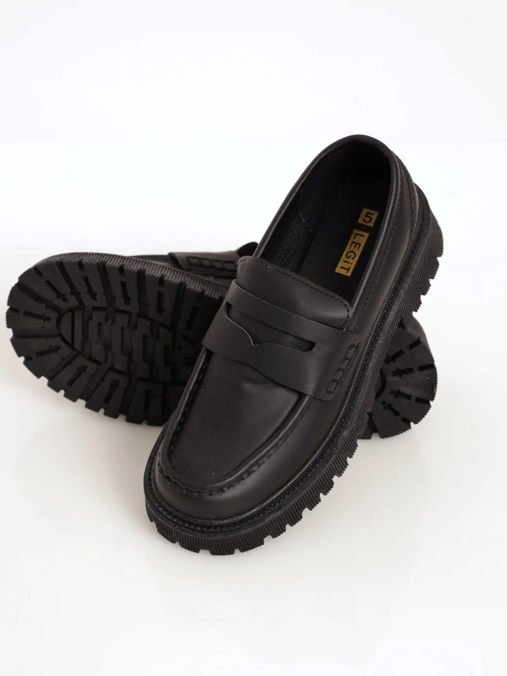 Ladies Crickle Patent Penny Loafer - Black