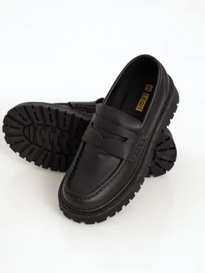 Ladies Crickle Patent Penny Loafer - Black
