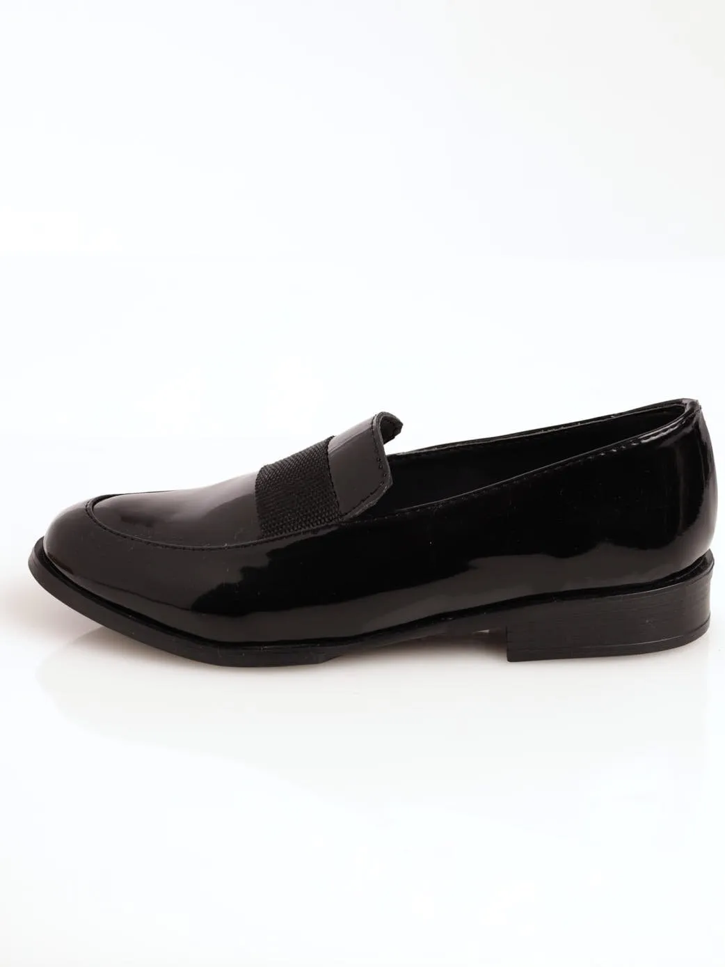 Ladies Patent Loafer Shoe - Black
