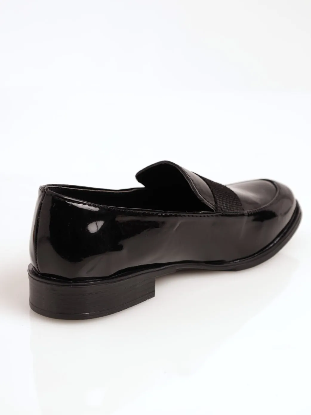 Ladies Patent Loafer Shoe - Black