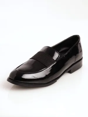 Ladies Patent Loafer Shoe - Black