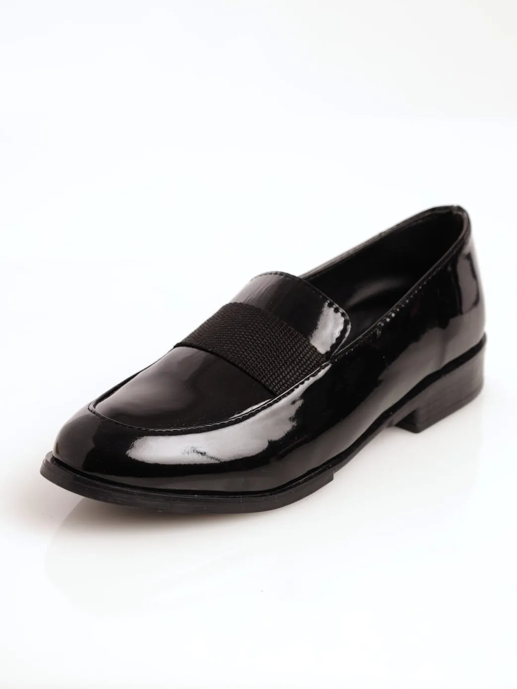 Ladies Patent Loafer Shoe - Black