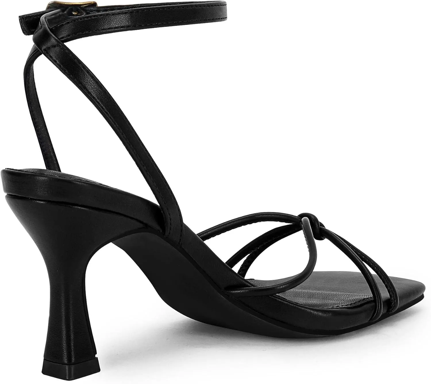 LAICIGO Women's Square Open Toe Heeled Sandals Stiletto Kitten Heel Ankle Buckle Strap Slingback Summer Dress Sandals