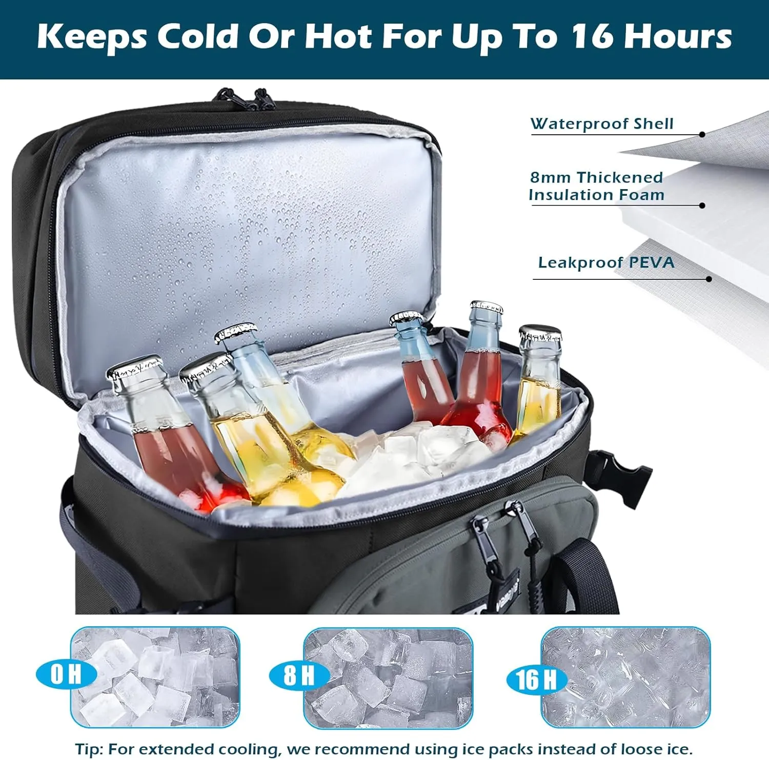 Large Backpack Cooler,40 Cans Leak Proof & Waterproof & Insulated Cooler Backpack, Soft Cooler Bag for Men & Women, Ice Chest for Camping,Beach,Picnic,Lunch,Travel,Fishing