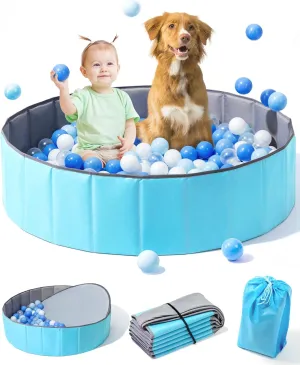 Large Ball Pit for Toddlers - 44in Baby Ball Pool with Pop-Up Playmat, Foldable Play Pit for Kids Dogs Indoor and Outdoor Game, Summer Party Toys Gifts for Kids, Balls Not Include (Blue)