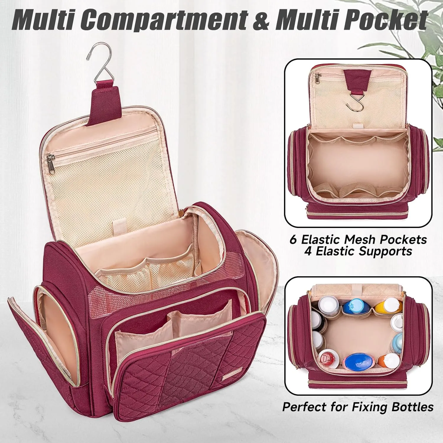 Large Toiletry Bag for Women Men,Bathroom Bag,Water Resistant Makeup Bag,Portable Shower Caddy for College Dorm,Hanging Toiletry Bags for Traveling,Shower Bag with Transparent Waterproof Phone Pocket