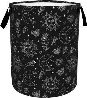 Laundry Basket,Boho Sun Moon Laundry Hamper Butterfly Flowers Collapsible Organizer Basket,Toy Storage Bin Room Decor Gift Clothes Baskets,Bedroom Children Nursery Hamper 16x20 Inch