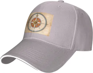 Law of The Compass Navigation Pattern Unisex Baseball Cap Black : Breathable, Light