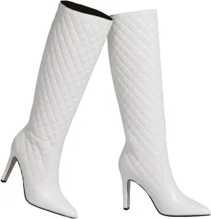 LEHOOR Women Knee High Stiletto Heel Boots Pointed Closed Toe Slip On High Heeled Dress Shoes Sexy Trendy for Ladies 4-11 M US