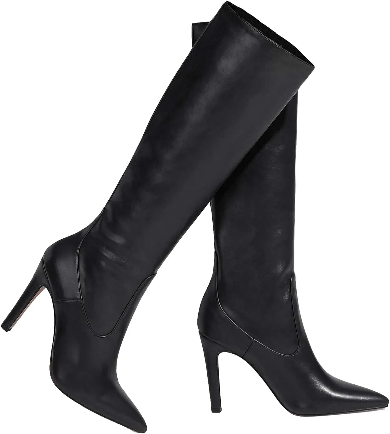 LEHOOR Women Knee High Stiletto Heel Boots Pointed Closed Toe Slip On High Heeled Dress Shoes Sexy Trendy for Ladies 4-11 M US