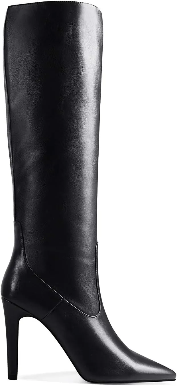 LEHOOR Women Knee High Stiletto Heel Boots Pointed Closed Toe Slip On High Heeled Dress Shoes Sexy Trendy for Ladies 4-11 M US