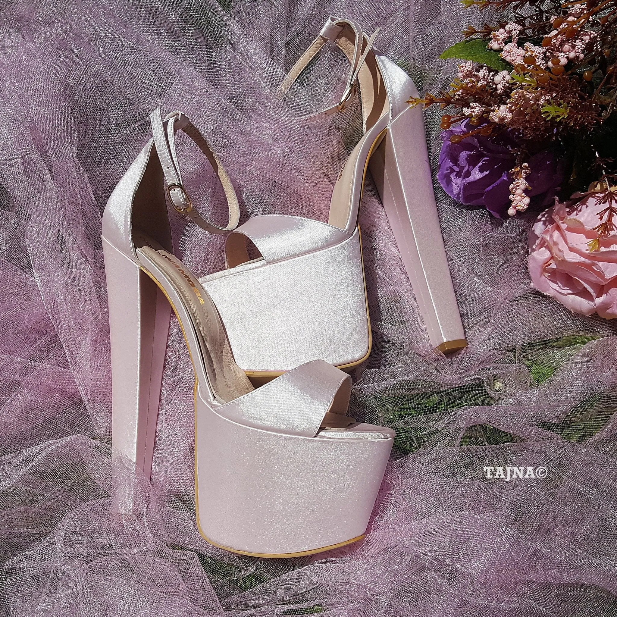 Light Pink Satin Bridal Platform Shoes