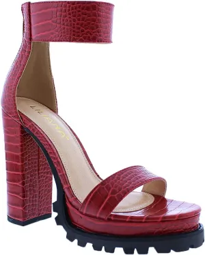 Liliana Patterned Skin Thick Ankle Strap Rugged Outsole Heel, Monclair-19A