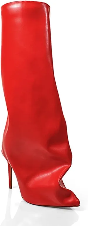 Liliana Women Fold Over Boots Knee High Pointed Toe Stiletto Heel Slouchy Boots