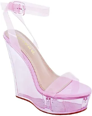 Liliana Womens Clear Platform Wedge High Heel Ankle Strap Sandals