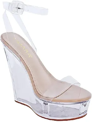 Liliana Womens Clear Platform Wedge High Heel Ankle Strap Sandals
