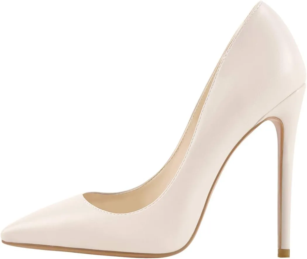 LISHAN Women's Sexy Pointed Toe Stiletto Pumps,Slip On Patent Leather High Heels,Wedding Dress Formal Shoes