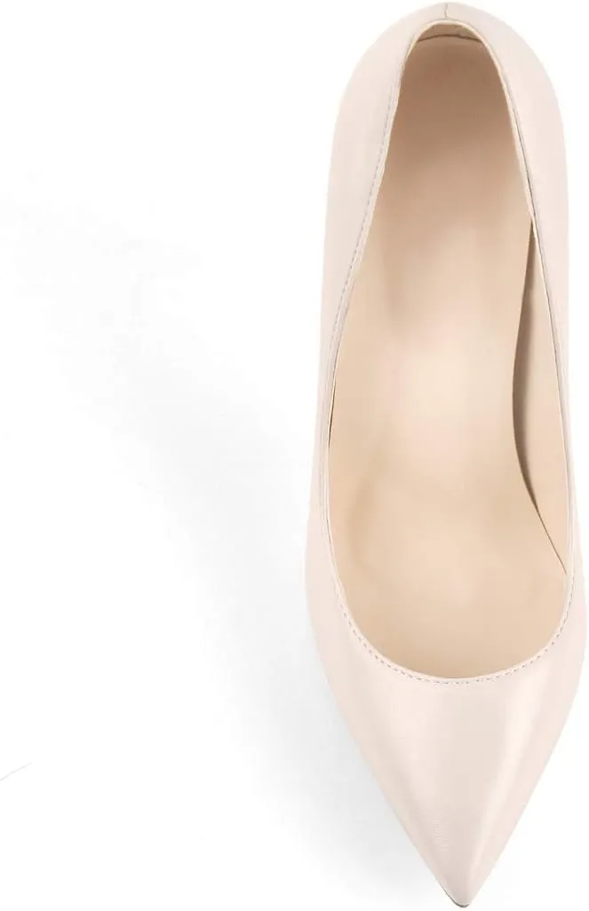 LISHAN Women's Sexy Pointed Toe Stiletto Pumps,Slip On Patent Leather High Heels,Wedding Dress Formal Shoes
