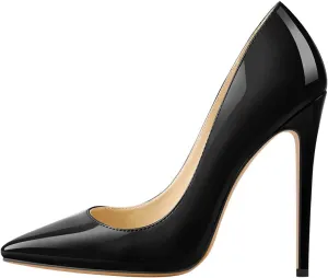 LISHAN Women's Sexy Pointed Toe Stiletto Pumps,Slip On Patent Leather High Heels,Wedding Dress Formal Shoes