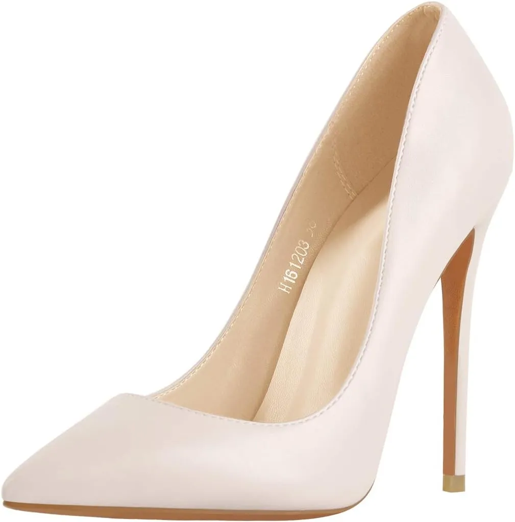LISHAN Women's Sexy Pointed Toe Stiletto Pumps,Slip On Patent Leather High Heels,Wedding Dress Formal Shoes