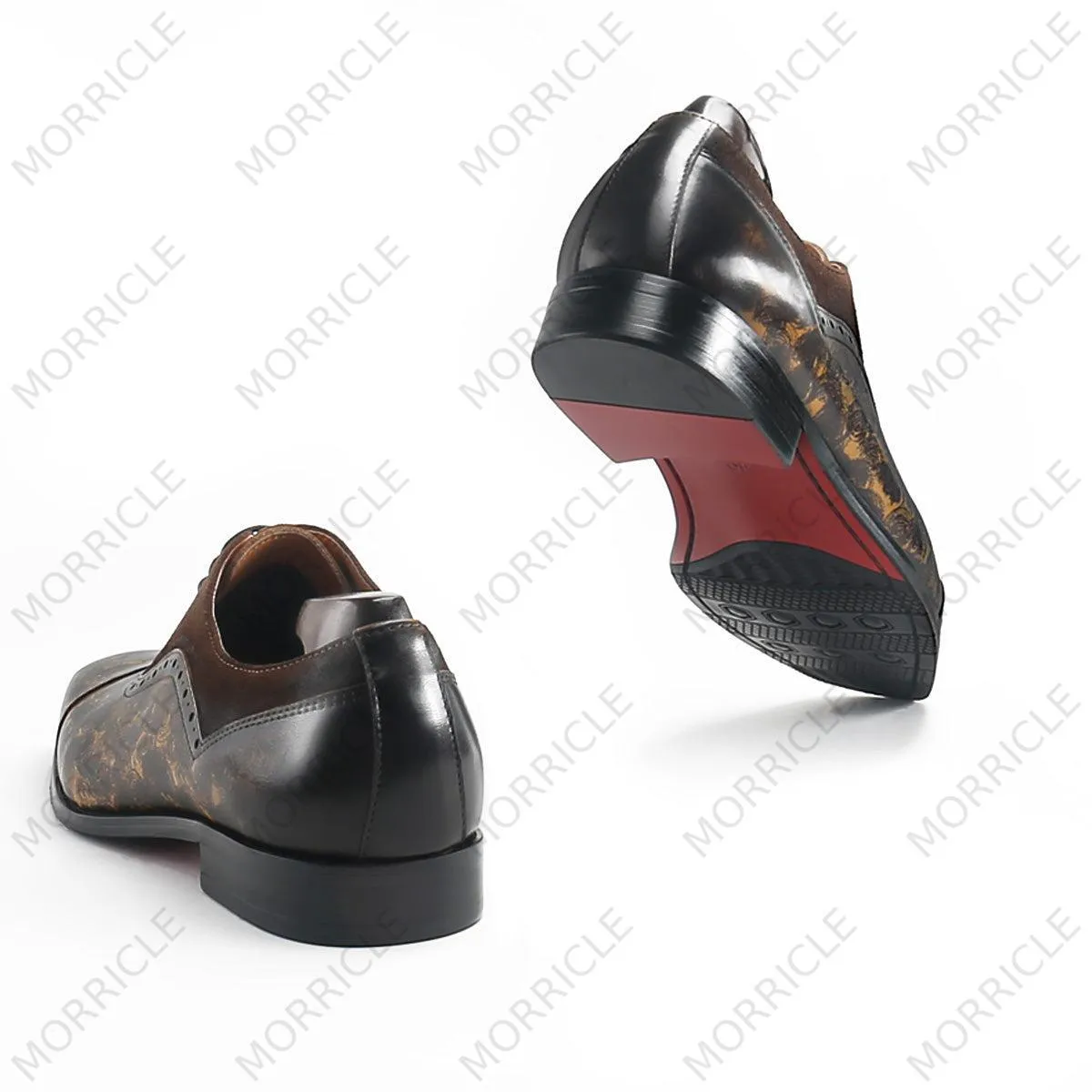Luxury Rose Pattern Cap Toe Oxford Shoes