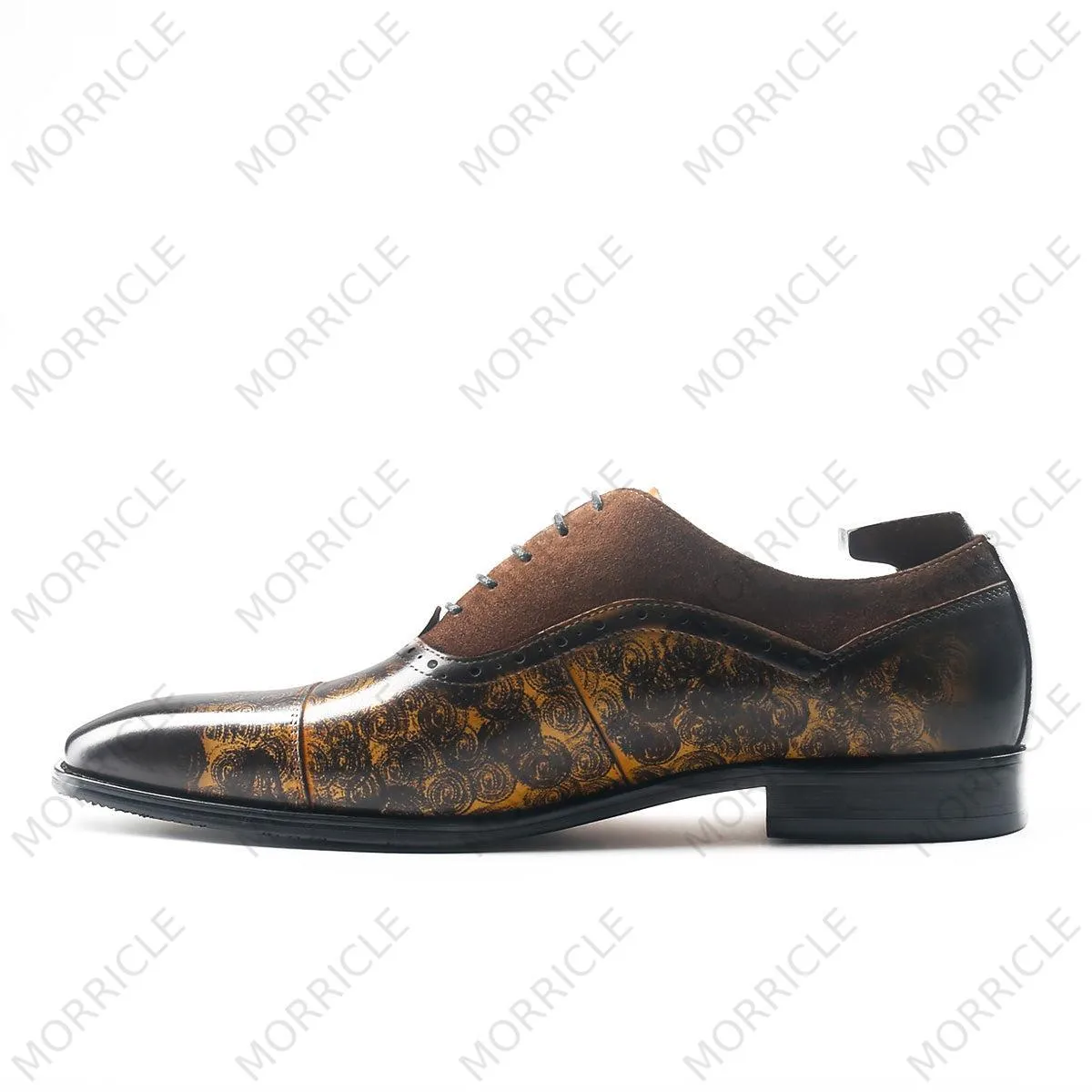 Luxury Rose Pattern Cap Toe Oxford Shoes