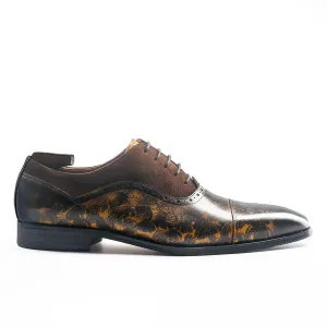 Luxury Rose Pattern Cap Toe Oxford Shoes