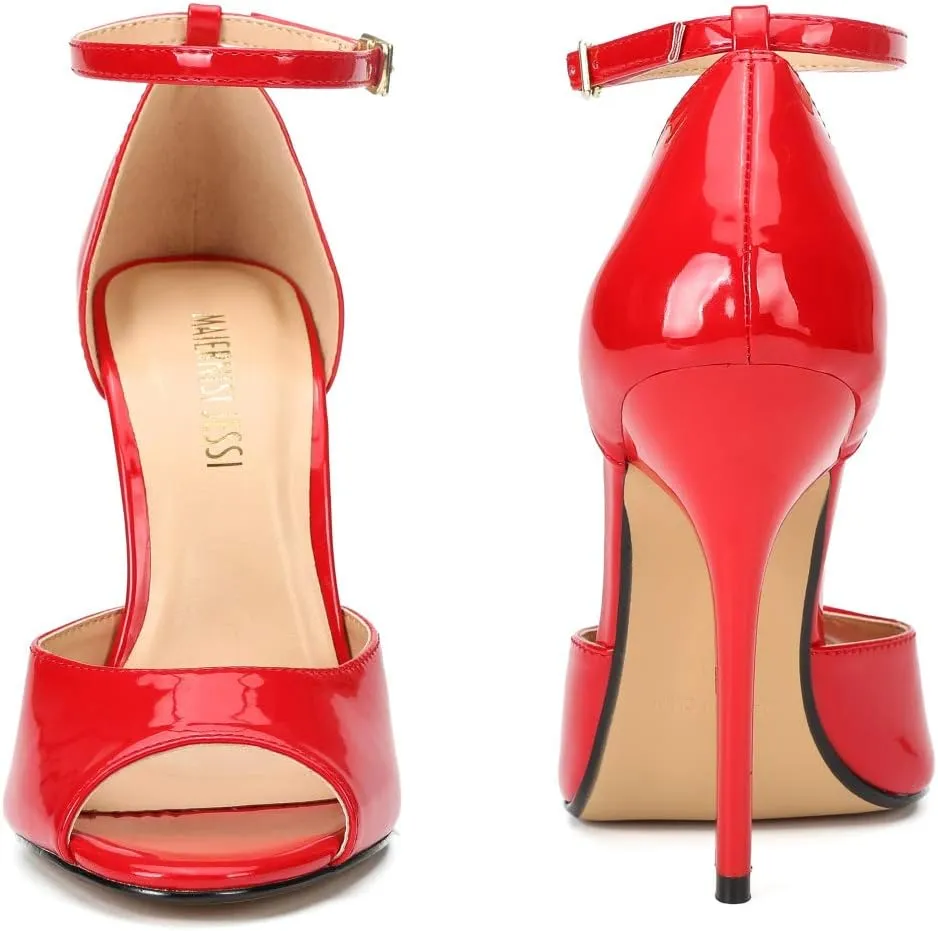 MAIERNISI JESSI Unisex Men's Women's Peep Toe Stiletto High Heels Ankle strap Sandals