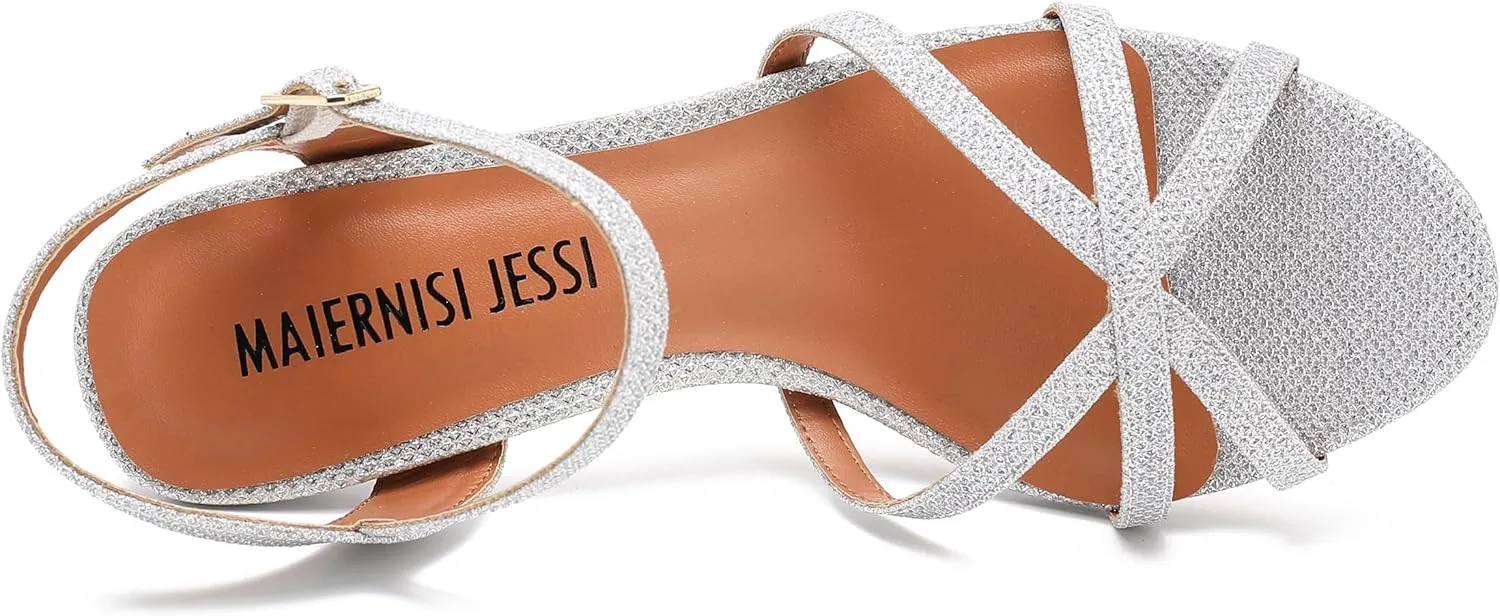 MAIERNISI JESSI Unisex Men's Women's Sandals Ankle Strap Cross Slingback Kitten Heel