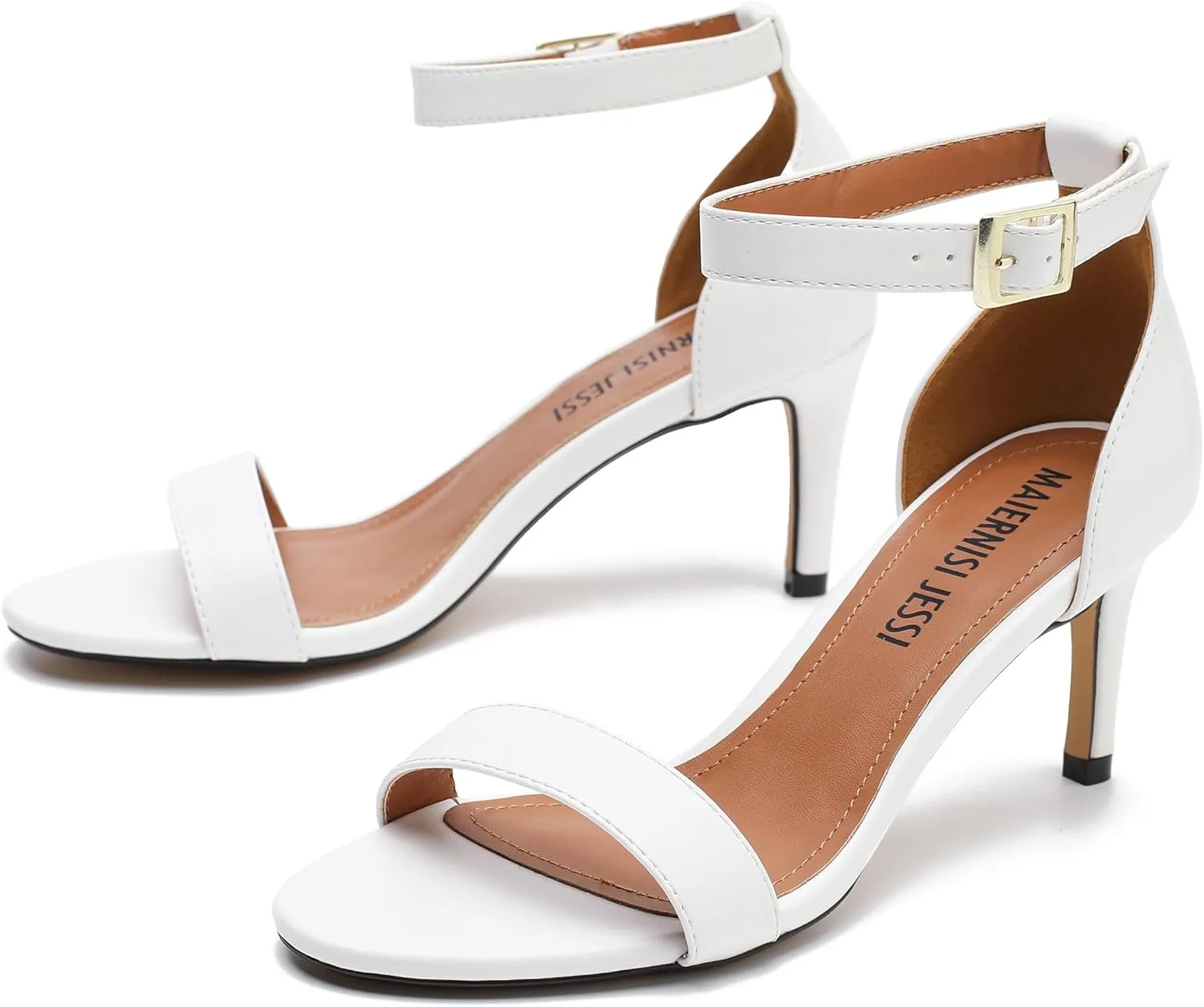MAIERNISI JESSI Unisex Men's Women's Sandals Ankle Strap Kitten High Heel