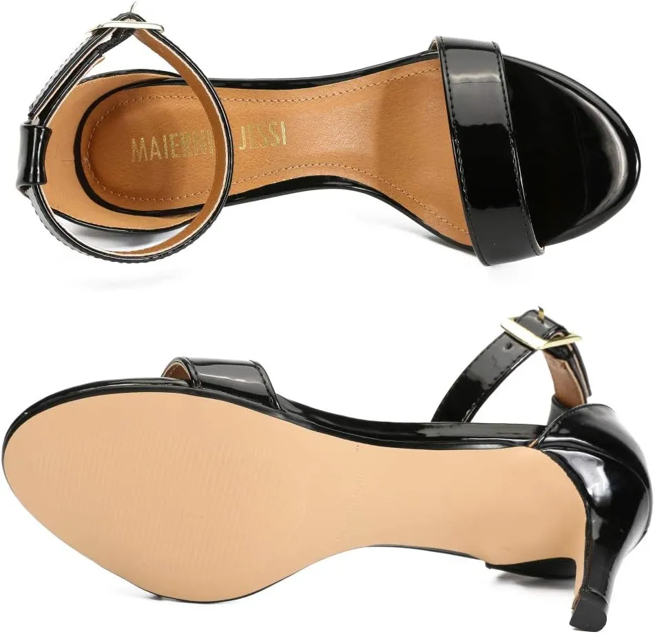 MAIERNISI JESSI Unisex Men's Women's Sandals Ankle Strap Kitten High Heel