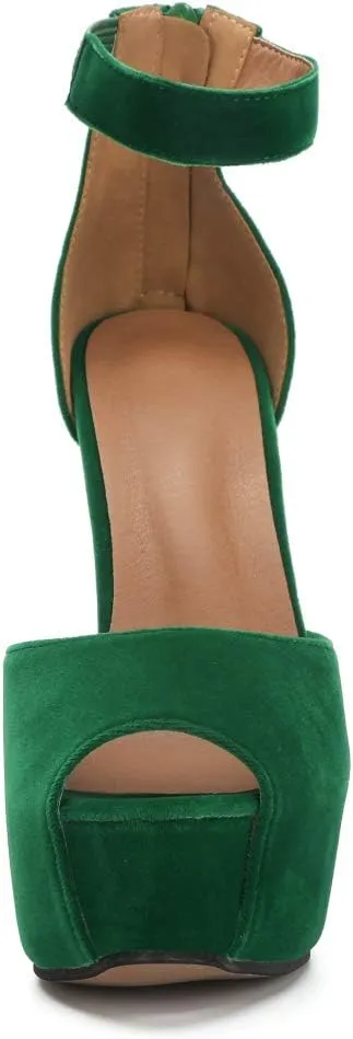MAIERNISI JESSI Womens Sandals Platform Peep Toe Ankle Strap Stiletto High Heel Dress Zip