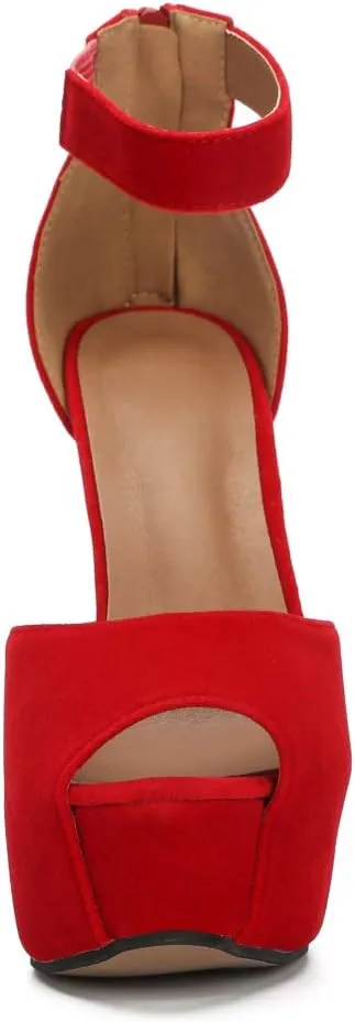 MAIERNISI JESSI Womens Sandals Platform Peep Toe Ankle Strap Stiletto High Heel Dress Zip