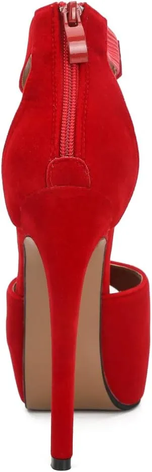 MAIERNISI JESSI Womens Sandals Platform Peep Toe Ankle Strap Stiletto High Heel Dress Zip