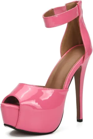 MAIERNISI JESSI Womens Sandals Platform Peep Toe Ankle Strap Stiletto High Heel Dress Zip