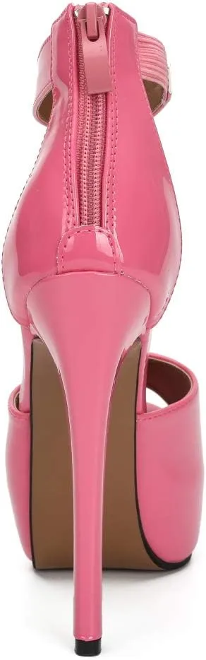 MAIERNISI JESSI Womens Sandals Platform Peep Toe Ankle Strap Stiletto High Heel Dress Zip