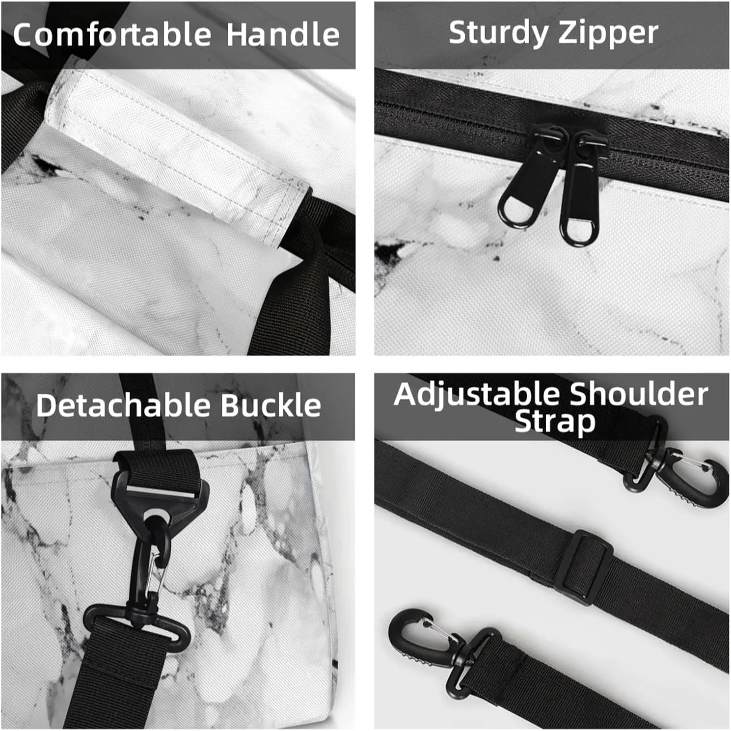 Marble Gray Small Gym Bag 18 inch Carry On Duffel Bag for Weekender Travel Sports Workout Yoga Gymnastics Dance Ballet
